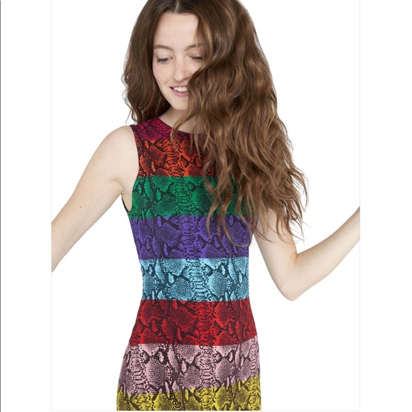 SOLD! 🛑Alice + Olivia Delora Rainbow🌈Snake Print Dress 2 - Picture 4 of 8